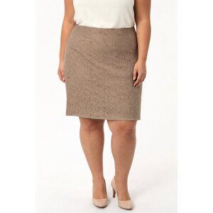 🕊️ Leyla Taupe Floral Lace Pencil Skirt Lined Office Wear 12 🕊️